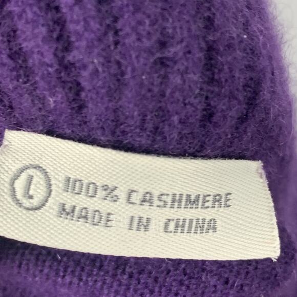 Neiman Marcus Cashmere Sweater Womens Large Purple Ruffle Collar Pullover Top - Picture 6 of 7
